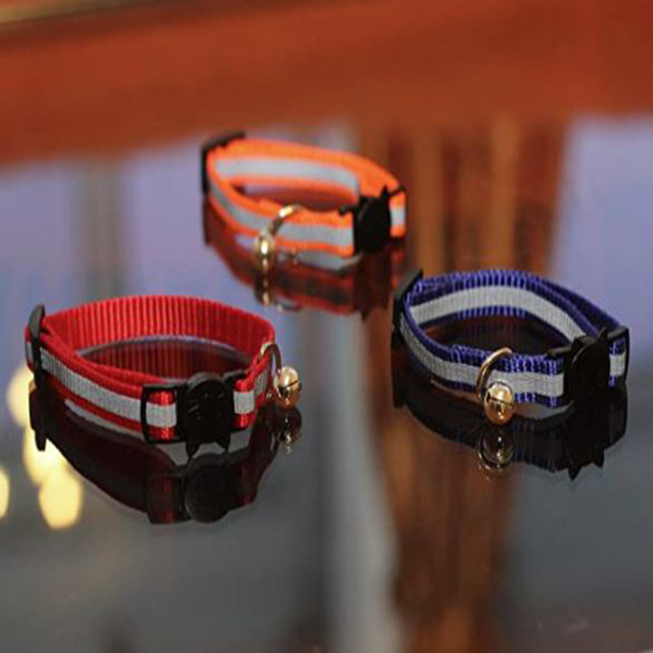 a set of colorful cat collars