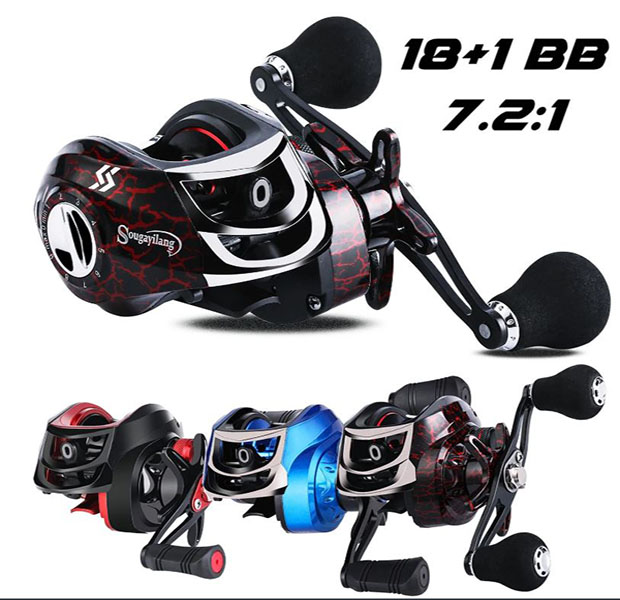 Fishing  Reel Combo Portable 3 Section Lure Fishing Rod and 12+1BB High Speed 7.2:1 Gear Ratio Baitcasting Reel