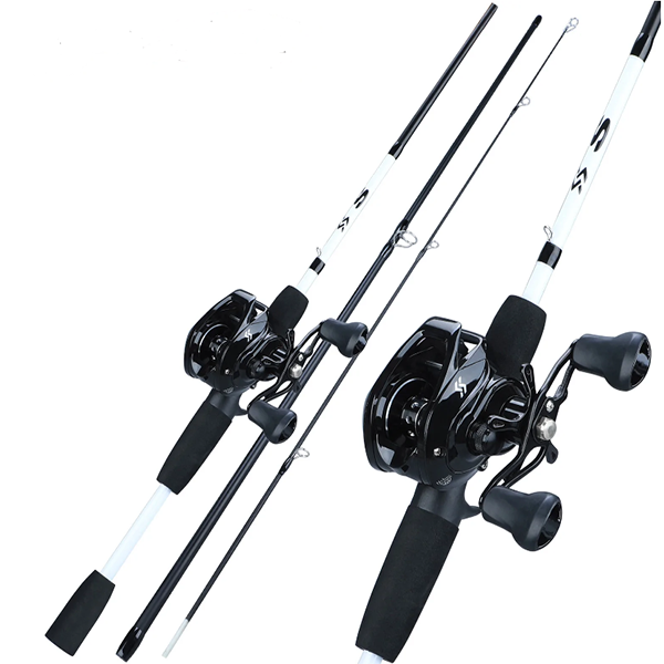 Fishing Rod Reel Combo Portable 3 Section Lure Fishing Rod and 12+1BB High Speed 7.2:1 Gear Ratio Baitcasting Reel