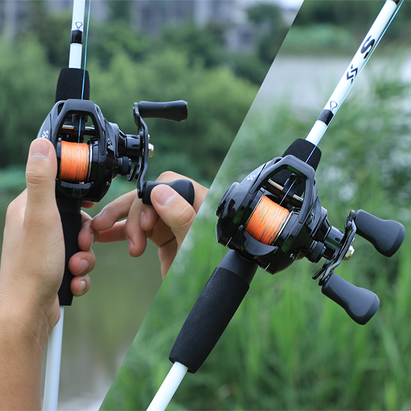 Fishing Rod Reel Combo Portable 3 Section Lure Fishing Rod and 12+1BB High Speed 7.2:1 Gear Ratio Baitcasting Reel